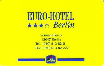 Hotel Keycard Best Western Berlin Germany Front