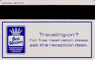 Hotel Keycard Best Western Brussels Belgium Back