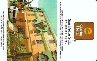 Hotel Keycard Clarion Hotel San pedro sula Honduras Front