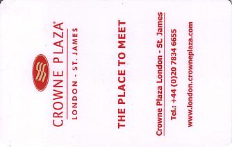 Hotel Keycard Crowne Plaza London United Kingdom Front