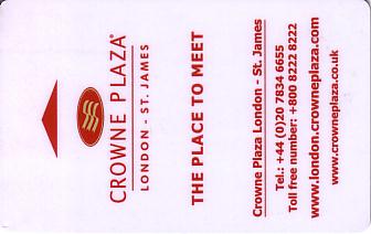 Hotel Keycard Crowne Plaza London United Kingdom Front