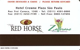 Hotel Keycard Crowne Plaza Sao Paulo Brazil Back