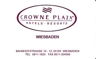 Hotel Keycard Crowne Plaza Wiesbaden Germany Front
