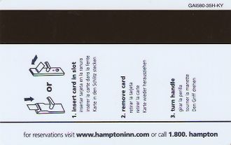 Hotel Keycard Hampton Inn Kentucky (State) U.S.A. (State) Back
