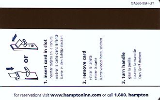 Hotel Keycard Hampton Inn Utah (State) U.S.A. (State) Back