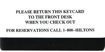 Hotel Keycard Hilton Generic Back