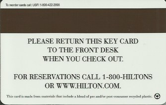 Hotel Keycard Hilton Generic Back