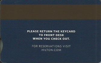 Hotel Keycard Hilton Generic Back