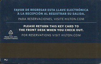 Hotel Keycard Hilton Generic Back