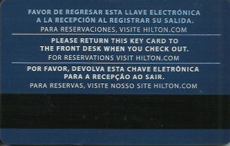 Hotel Keycard Hilton Generic Back
