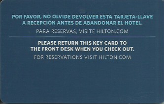 Hotel Keycard Hilton Generic Back