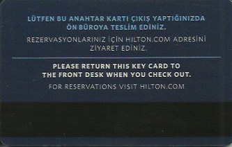 Hotel Keycard Hilton Generic Back