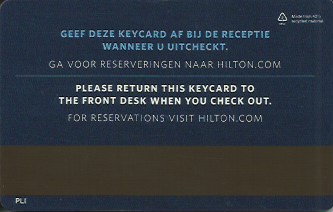 Hotel Keycard Hilton Generic Back