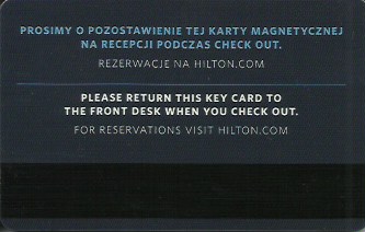 Hotel Keycard Hilton Generic Back