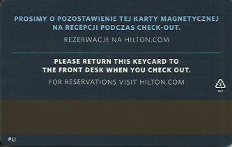 Hotel Keycard Hilton Generic Back