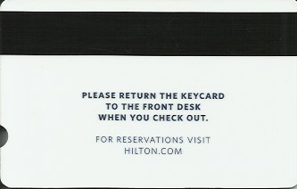 Hotel Keycard Hilton Generic Back