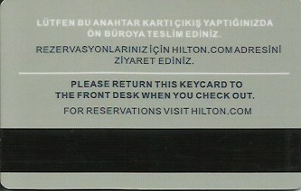 Hotel Keycard Hilton Generic Back