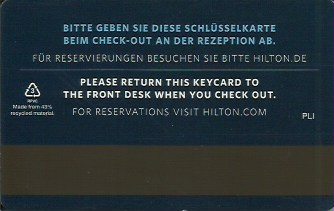 Hotel Keycard Hilton  Germany Back