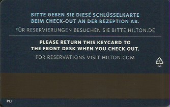 Hotel Keycard Hilton  Germany Back