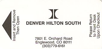 Hotel Keycard Hilton Denver U.S.A. Front