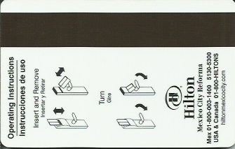 Hotel Keycard Hilton Mexico City Mexico Back