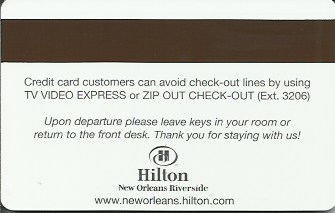 Hotel Keycard Hilton New Orleans U.S.A. Back