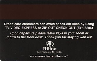 Hotel Keycard Hilton New Orleans U.S.A. Back