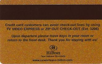 Hotel Keycard Hilton New Orleans U.S.A. Back