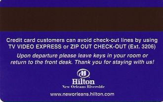 Hotel Keycard Hilton New Orleans U.S.A. Back