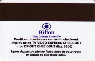 Hotel Keycard Hilton New Orleans U.S.A. Back