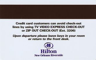 Hotel Keycard Hilton New Orleans U.S.A. Back