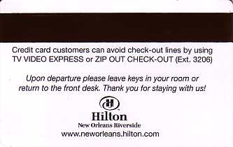Hotel Keycard Hilton New Orleans U.S.A. Back