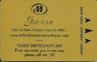 Hotel Keycard Hilton New Orleans U.S.A. Front