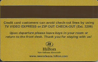 Hotel Keycard Hilton New Orleans U.S.A. Back