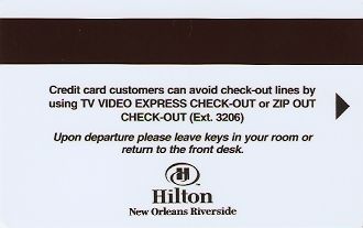 Hotel Keycard Hilton New Orleans U.S.A. Back