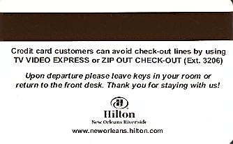 Hotel Keycard Hilton New Orleans U.S.A. Back