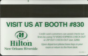 Hotel Keycard Hilton New Orleans U.S.A. Back