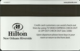 Hotel Keycard Hilton New Orleans U.S.A. Back