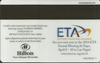 Hotel Keycard Hilton New Orleans U.S.A. Back