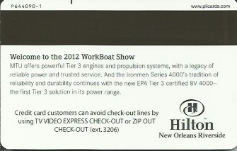 Hotel Keycard Hilton New Orleans U.S.A. Back