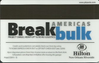 Hotel Keycard Hilton New Orleans U.S.A. Back