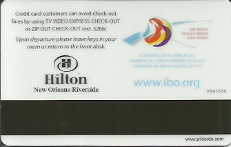 Hotel Keycard Hilton New Orleans U.S.A. Back