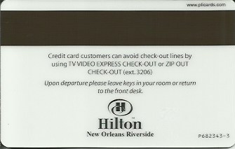 Hotel Keycard Hilton New Orleans U.S.A. Back