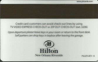 Hotel Keycard Hilton New Orleans U.S.A. Back