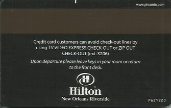 Hotel Keycard Hilton New Orleans U.S.A. Back