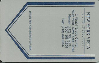 Hotel Keycard Hilton New York City U.S.A. Front