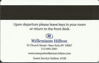 Hotel Keycard Hilton New York City U.S.A. Back
