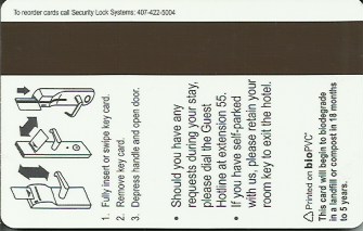 Hotel Keycard Hilton Orlando U.S.A. Back