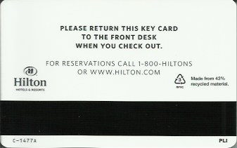 Hotel Keycard Hilton Palmer House U.S.A. Back