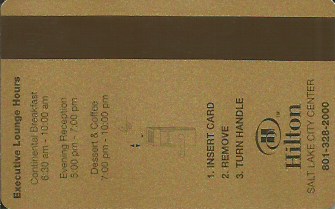 Hotel Keycard Hilton Salt Lake City U.S.A. Back